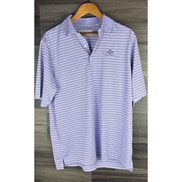 Men's Donald‎ Ross Polo Golf Shirt m medium purple stripes short sleeves - Picture 1 of 8